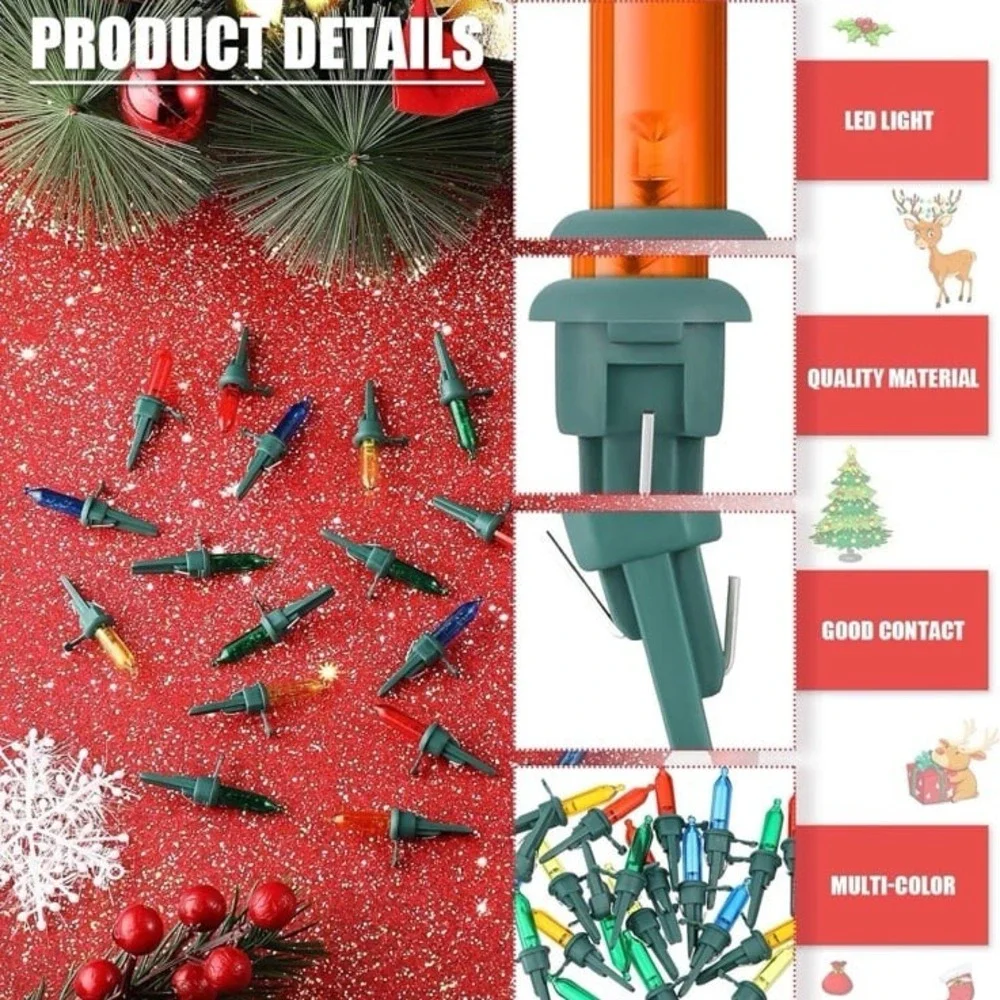 Riakrum Christmas Replacement Mini Light Bulb 3 Volt 0.06 Watt Christmas Tree LE